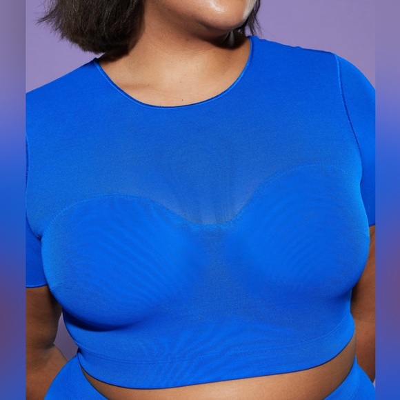 YITTY Tops - Yitty Blue Crop Mesh Tee - 2x - NWT